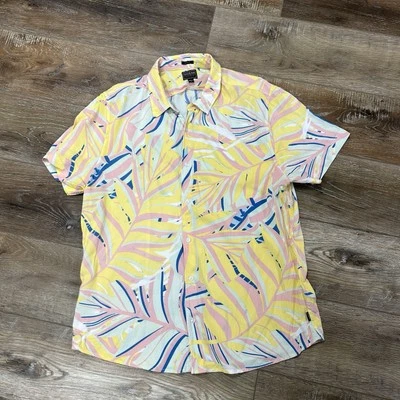 Camisa Hawaiana Guess Estampado Floral Abotonada Manga Corta Amarilla Para Hombre XL Foto 1 de 4