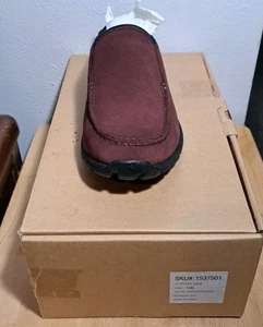 NEW Lands' End Men's Leather Suede Size 10B Deep Burgundy Slip On Clogs Loafers - Picture 1 of 5