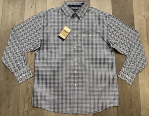 Wrangler x George Strait weiß/blau kariertes geknöpftes Herrenhemd - Large - Bild 1 von 6