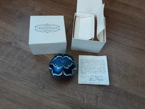 Oreint and Flume Blue Geometric Shield Iridescent Paperweight 1979 - Picture 1 of 6