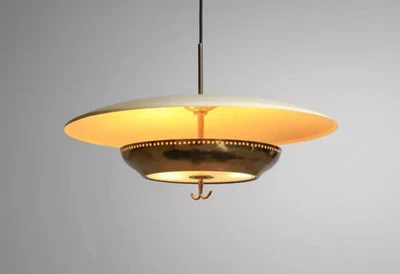 Lámpara de araña Sputnik antigua de latón crudo moderna de 4 luces vintage de mediados de siglo Foto 1 de 4