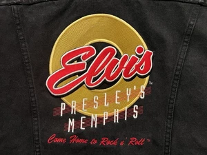 ELVIS PRESLEY Jacket Black Denim Embroidered Lee GRACELAND Men’s Medium - Picture 1 of 7