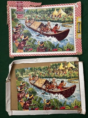 Vintage Ponda Wooden jigsaw puzzle Red Indians  complete  - Image 1 of 4