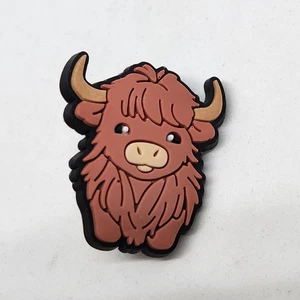 Cow Brown Option 4 Rubber Pin Black Tone Backing Lapel Backpack Hat Brooch - Picture 1 of 2