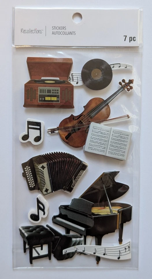 Instrumentos musicales tocadiscos piano violín álbum de recortes pegatinas recuerdos  Foto 1 de 1
