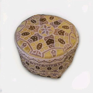 Omani African Yemeni ISLAMIC Kufi Hat Golden-purple White size 55 - Picture 1 of 3
