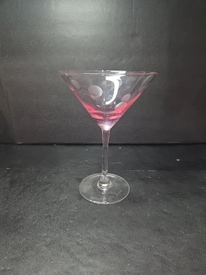 Cristal Martini Marquis Waterford, rosa con lunares esmerilados, vajilla Foto 1 de 4