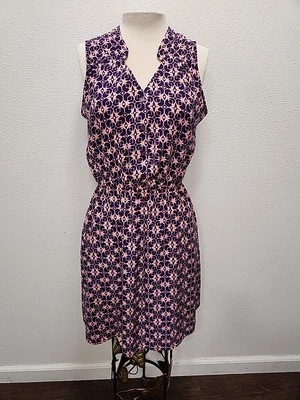 Vestido Camisa Acampanada 41 Puntada Espino Fijo Azul Rosa Estampado Geométrico Talla M Foto 1 de 4