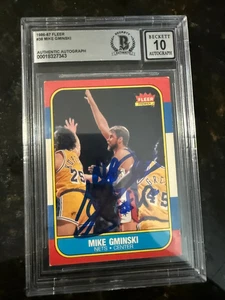 1986-87 Fleer ROOKIE Mike Gminski #38 - Beckett Autograph - NJ Nets BAS 10 - Picture 1 of 1