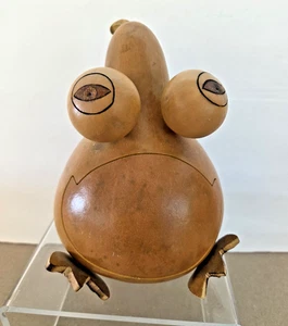 Kürbis Volkskunst Abstrakt 8" Prominente Augen Holzfüße - Bild 1 von 4
