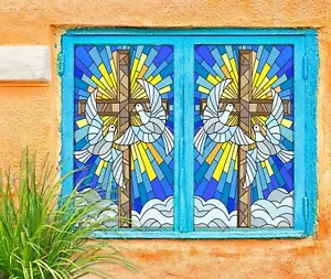 3D White Dove D598 Window Film Print Sticker Cling Stained Glass UV Block Amy - Picture 1 of 11