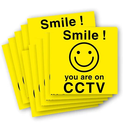 MORE THIS WAY EXTRA CCTV In-Operation Vinyl Stickers - Smile you are on CCTV warning sign stickers