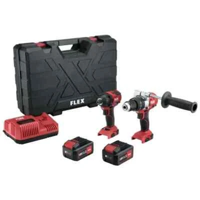 Flex 18V brushless twin pack kit drill & impact PD2G / ID 1/4" 2x 5ah 517887 - Image 1 of 3