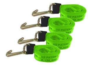 4 Pack 2" x 10' Mini J Hook GREEN Diamond Weave Strap Towing Wrecker Tie Down - Imagen 1 de 6