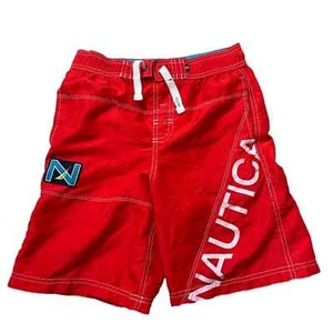 Boys Nautica Red Swim Shorts Size Medium 10-12 US! - Picture 1 of 7