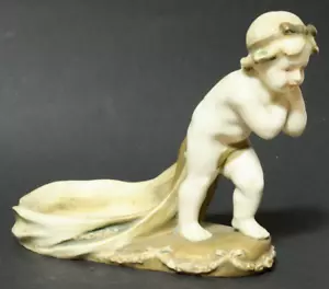 Alte Porzellanfigur Amphora Wien Austria Figur Kinderfigur Putto Schale Mädchen - Bild 1 von 19