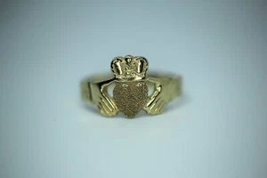 14K Yellow Gold Claddagh Promise Friendship Ring Band - Sz 6.25 - Picture 1 of 9