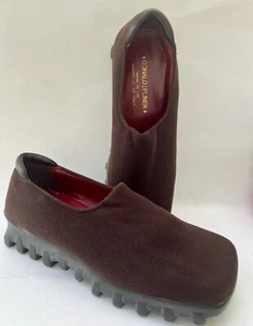 EUC Donald J Pliner braun weiches Obermaterial Stollensohle eckige Zehenpartie Slipper Schuhgröße 8 1/2 - Bild 1 von 9