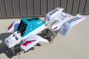 Yamaha Banshee fenders + gas tank plastic + grill + graphics WHITE + TEAL 1992 - Picture 1 of 12