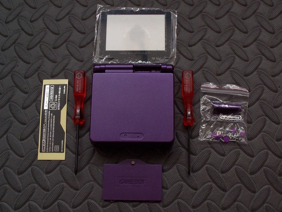 Game Boy Advance SP Replacement Housing Shell PURPLE + Screen Lens