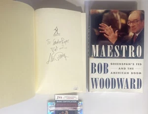 Allen Greenspan Autograph (JSA) ~ Rare Signature in Bob Woodward’s Book MAESTRO - Picture 1 of 12