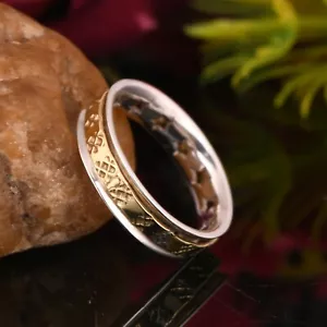 Nuevo anillo de banda giratoria de dos tonos plateado hecho a mano anillo inquietante ansiedad anillo pulgar - Imagen 1 de 6