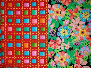 2 tagli di tessuto americano a fiori e quadri cotone 100 % per patchwork (n4) - Foto 1 di 1