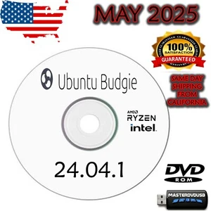 Ubuntu Budgie 24.04.1 Bootable DVD – Live/Installer Latest Release – FAST SHIP - Picture 1 of 1