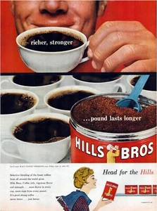 Printanzeige Hills Bros Coffee 1959 ganze Seite großes Magazin 10,5"x13,5" - Bild 1 von 1