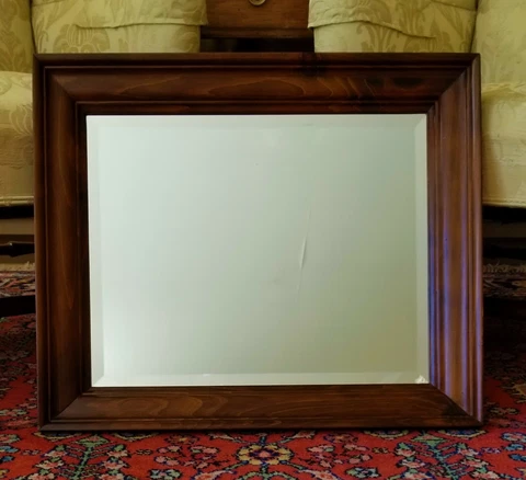 CRAFT HOUSE DARK STAINED PINE & BEVELED GLASS "SHADOW BOX" MIRROR 24" x 20" Cover