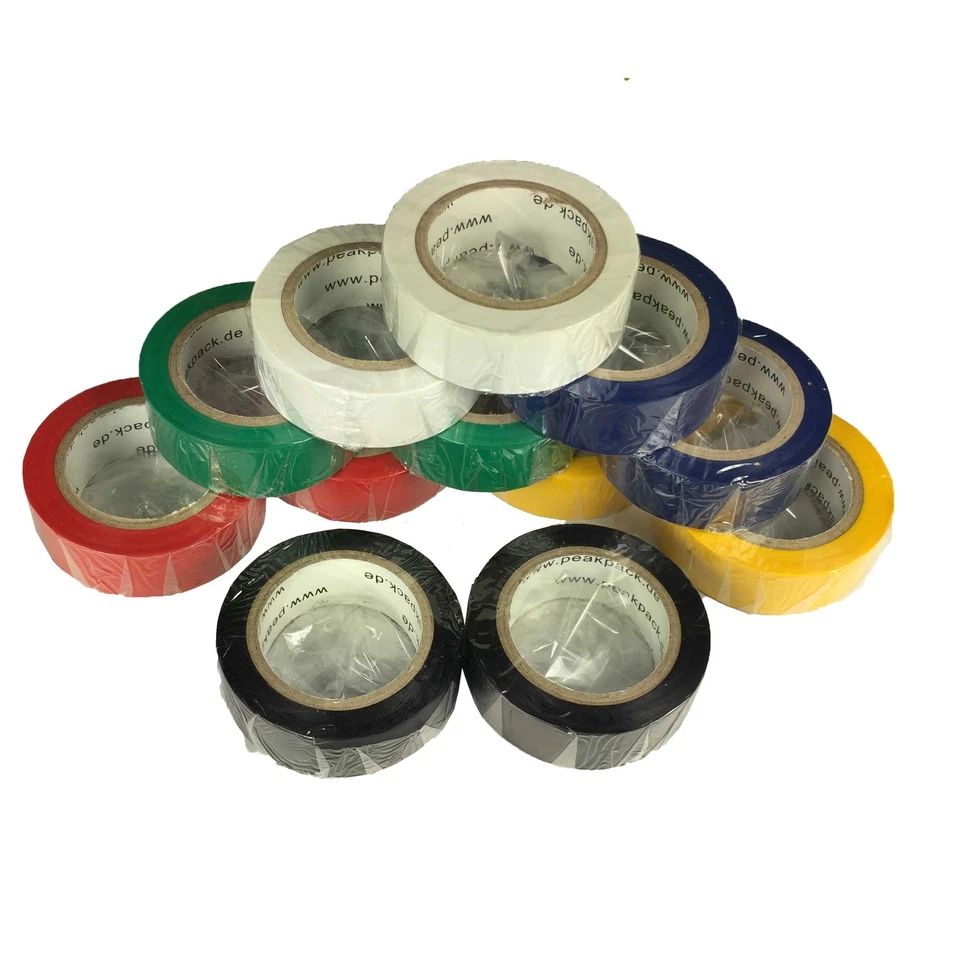 PEAKPACK Nastro isolante in PVC 10m x 17mm nastro adesivo elettrico elettricista tape isolante