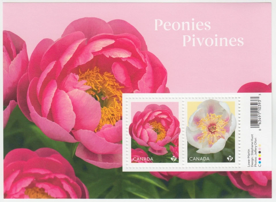Canada - *NEW* Peonies Souvenir Sheet (Flowers) - 2025 - MNH - Image 1 of 1