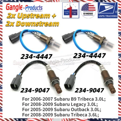 Sensor de oxígeno aguas arriba + aguas abajo 4 piezas para Subaru 2008-2009 3,0 L Tribeca 3,6 L Foto 1 de 4