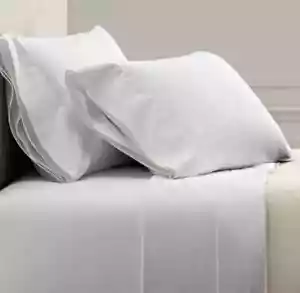 Restoration Hardware Italian Tipped Satin Stitch Queen Sheet Set - Picture 1 of 5