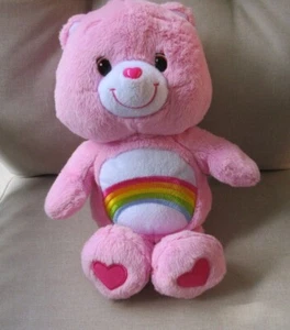 Care Bears Rainbow Cheer Bear Pink Soft Plush 13" 2012 Hasbro Cute - Afbeelding 1 van 6