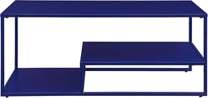 Walker Edison Modern Metal and Wood Tiered Coffee Table, 40 Inch, Blue - Picture 1 of 8