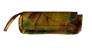 Maurizio Taiuti Leather Floral Clutch Wristlet, made in Italy gorgeous color fun - Picture 1 of 5