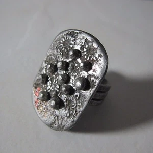 Pewter Ring Tin Brutalist Denmark Modernist Mid Century vintage Ring - Bild 1 von 11