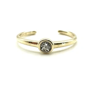 9ct Gold Toe Ring Toe Ring 9ct Yellow Gold Solid Gold Easy Fit Crystal Toe Ring - Picture 1 of 24