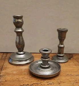 3 Vintage Morgan Zinn Mini Kerzenständer Halter - 2,25" 1 - 5/8" 1" - Bild 1 von 4