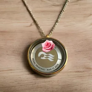 Stainless Steel Gold Memory Living Locket Fits Cruise Medallions, Coins, AirTags - Picture 1 of 3