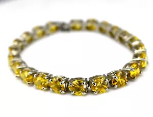 Calibrated Yellow Zircon Solid 925 Sterling Silver Charm Bracelet For Women's - Picture 1 of 6