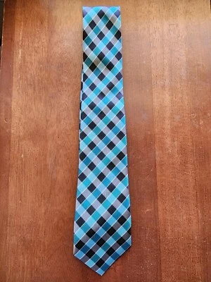 Corbata de cuello Bergamo New York para hombre geométrica negra azul a cuadros clásica Foto 1 de 2