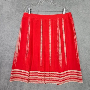 Vtg Carlisle Womens Silk Skirt 16 Red Pleated A Line Side Zip Stripe Fully Lined - Picture 1 of 14