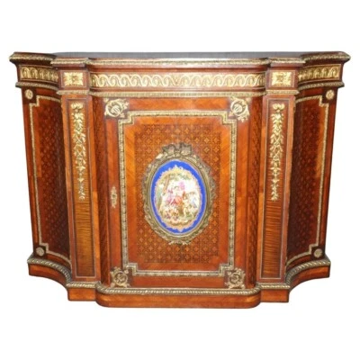 Aparador servidor gabinete montado en bronce placas Sevres estilo Luis XVI francés Foto 1 de 4