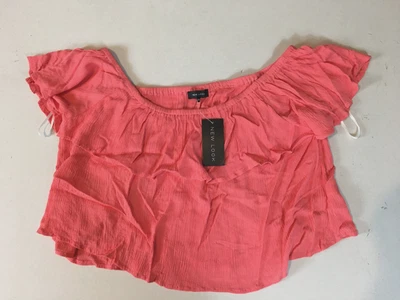 new look 16 off shoulder top/sleeveless crinkle pink/stretchy - Image 1 of 4