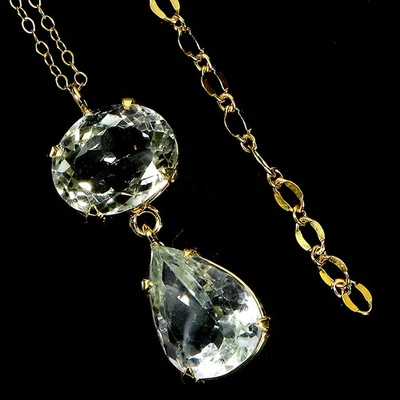 Collar de plata de ley 925 amatista verde pera 16x11 mm hecho a mano piedras preciosas 16,5 Foto 1 de 4