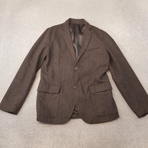 Gap Mens Jacket Medium Brown Herringbone Blazer Chore Worker Utility Wool Blend - Picture 1 of 11