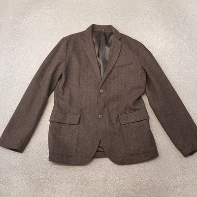 Gap Mens Jacket Medium Brown Herringbone Blazer Chore Worker Utility Wool Blend - Image 1 of 4