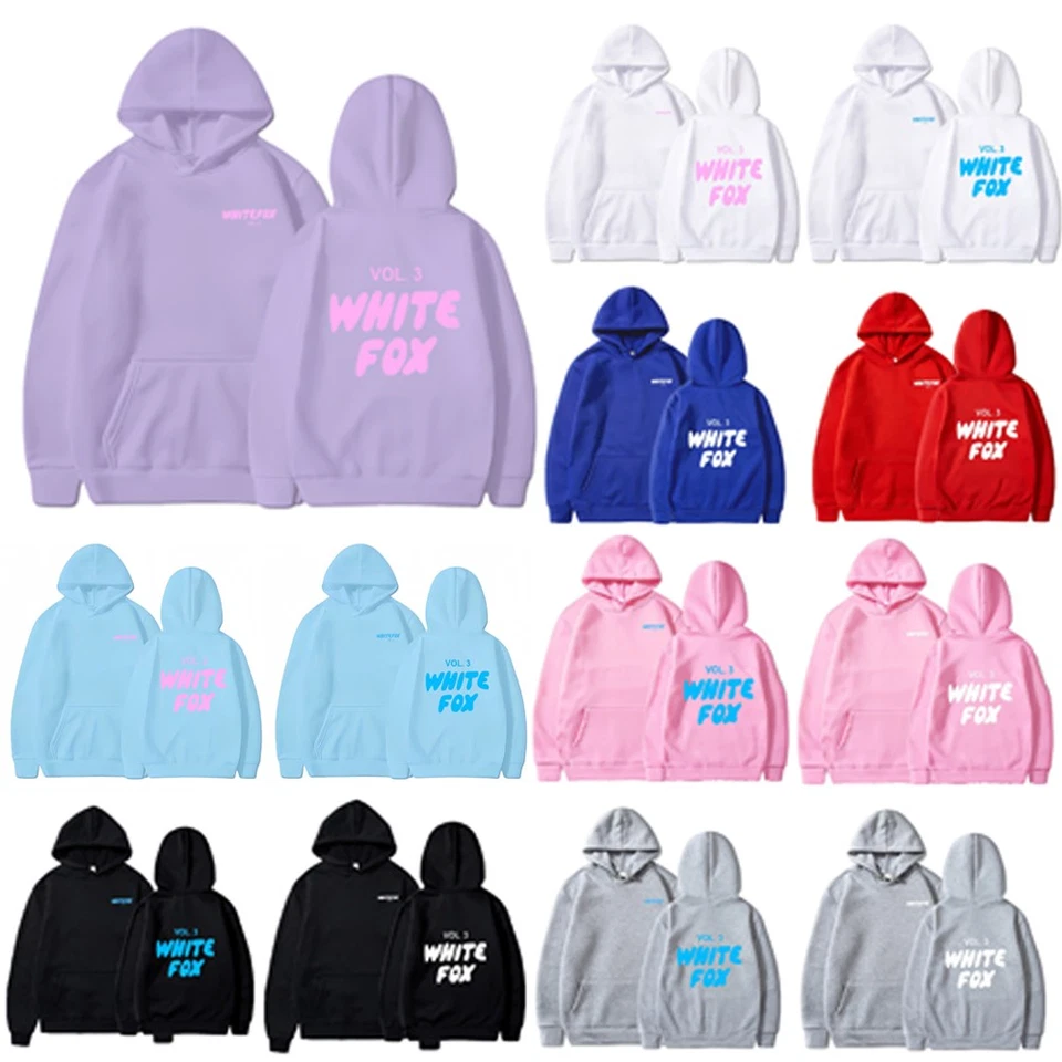 Girls Boys✨White✨Black✨Fox✨Pocket Hoodies Kids Sweatshirts Long Sleeve Pullover